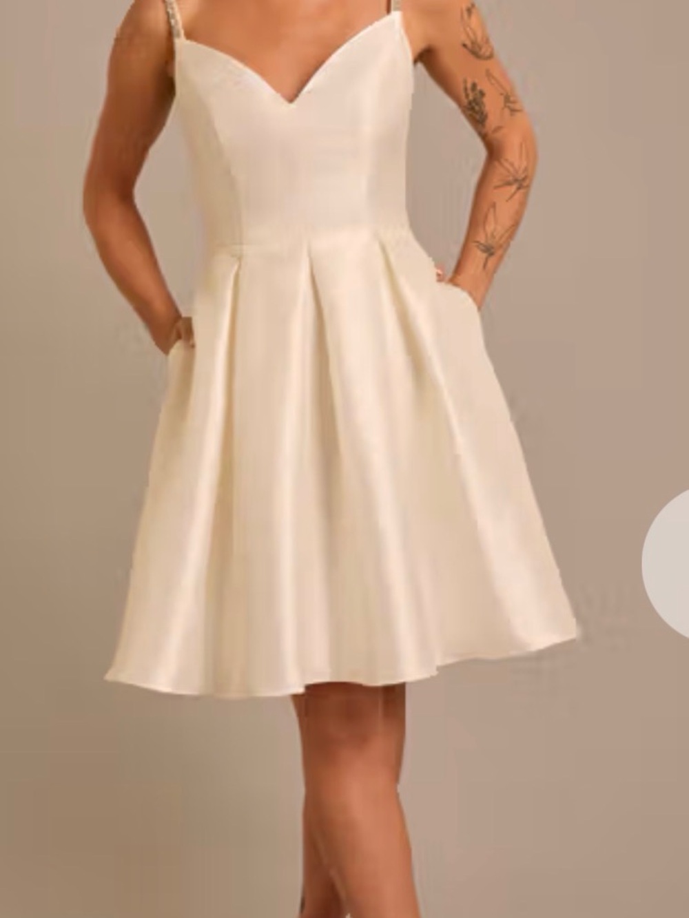 David's Bridal Cream Sweetheart Fit-and-Flare Mini Dress